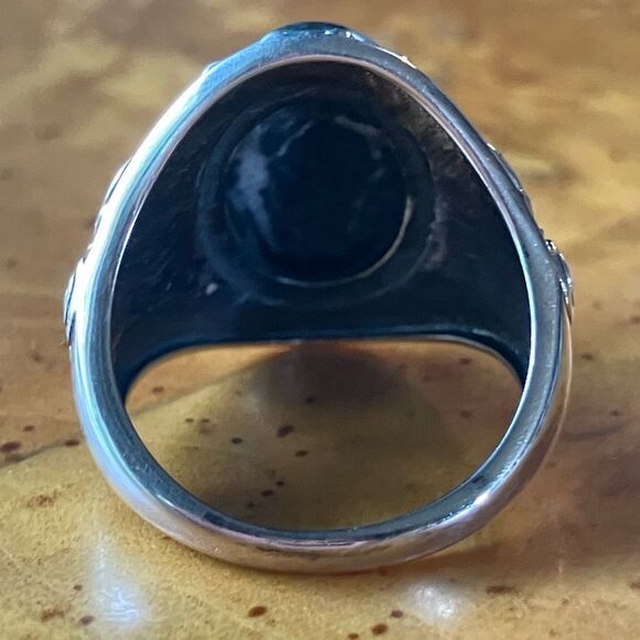 Genuine White Buffalo Sterling Silver Ring Size 7 - Picture 5 of 9